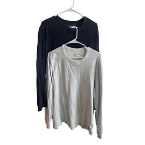 Set of 2 - Faherty Sunwashed Organic Cotton Crew Longsleeve Sz XL Blue White